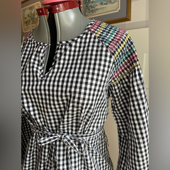 Madewell Black and White Gingham Top with Multicolor Accents Size Medium - Picture 5 of 11